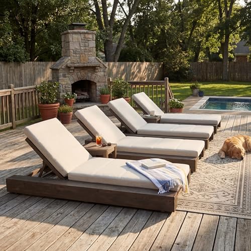 Christopher Knight Home Tory Acacia Wood Chaise Lounge Chair Outdoor Set of 4 - Image 4