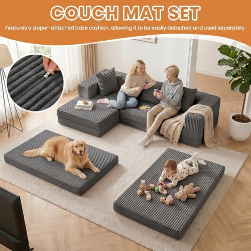 79" Modular Sectional Sofa, Boneless Convertible Sleeper Sofa Bed, Modern - Image 4