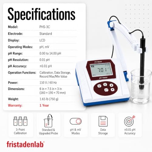 Fristaden Lab pH Meter for Water, Wine & Hydroponics | Buffers Included - Image 6