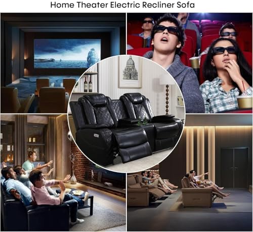 Power Recliner Set with LED Lights, Air Leather Reclining Set with USB - Image 6