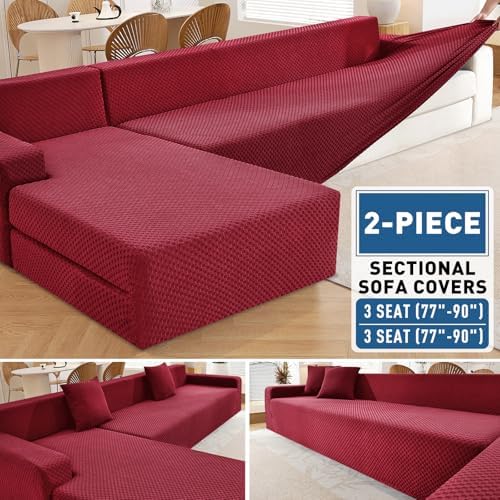 ZNSAYOTX Sectional Couch Covers, Stretch Jacquard Slipcovers - Image 4