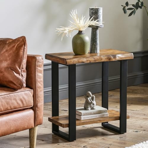 Tribesigns Pine Wood End Table Set of 2, Industrial Side Table - Image 3