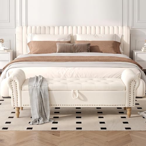 Furniliving 63” End of Bed Storage Bench, Bedroom Bench - Image 4