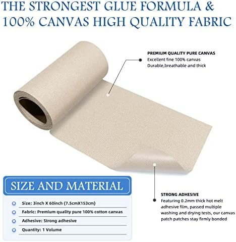 KING MOUNTAIN Canvas Iron on Patch, Waterproof 100% Cotton Fabric Repair Patch - Image 2