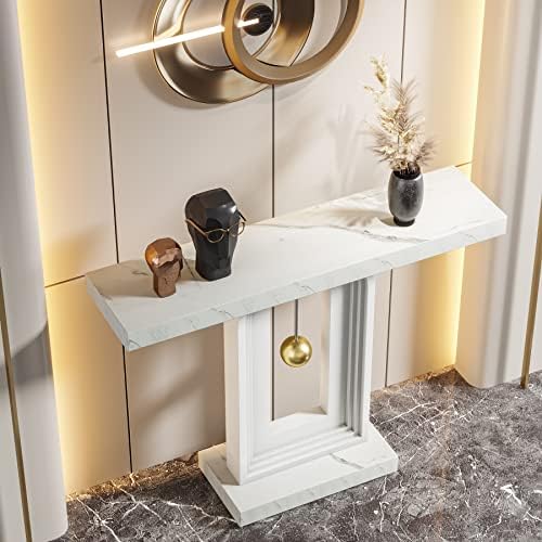 Tribesigns Modern Console Table, 40 Inches Faux Marble Sofa Table, Contemporary - Image 6