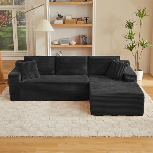 L Shaped Cloud Sectional Sofa for Living Room Black Boneless Couches - Image 3