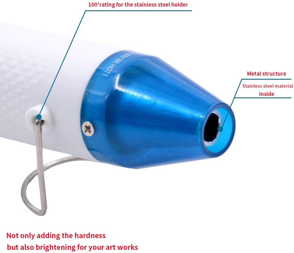 mofa Embossing Heat Gun,Hot Air Gun Tools Shrink Gun with Stand For DIY Embossing And Drying Paint Multi-Purpose Electric Heating Nozzle 150W(White,Blue)