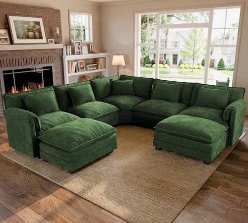 ELUCHANG 114" Oversized Modular Sectional Sofa, Comfy Chenille Cloud Couch by ELUCHANG