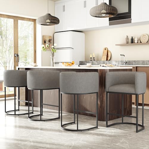 26" H Counter Height Bar Stools Set of 4, Modern Barrel Counter Stools by VATROS