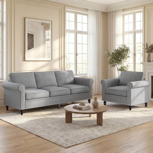 Mjkone 2 Pieces Living Room Sofa Set, Sectional Sofa Couches, Couch and Chair by Mjkone