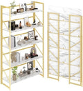 JSB 5 Tier No Assembly Folding Bookshelf, 30.7" Wide Foldable Storage Bookcase by HomeFurniture
