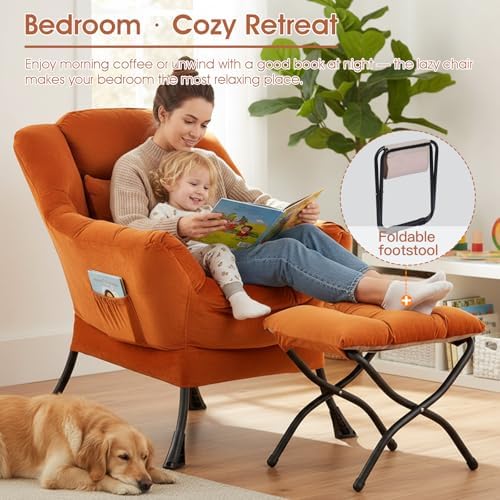 Lazy Chair with Ottoman, Comfy Reading Chair - Image 6
