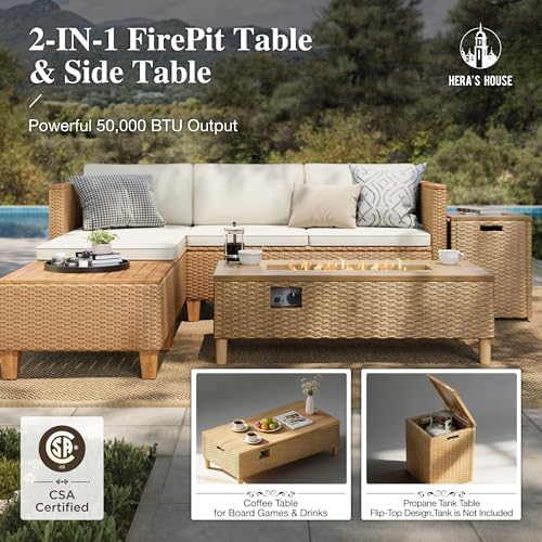 HERA'S HOUSE 5-Piece Wicker Rattan Patio Sectional Set - Image 2
