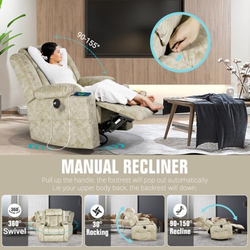 LAFWELL Retro Rocking Recliner Chair, Massage Rocker Recliner Chair - Image 4