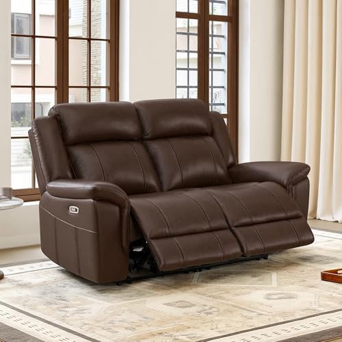 CHITA Leather Power Recliner Sofa Wall Hugger, Dark Brown by Unknown
