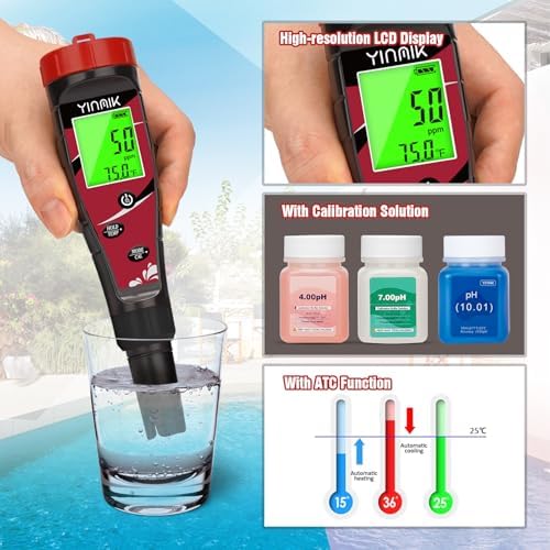 YINMIK Pool Chlorine pH Meter Digital Salt pH Tester - Image 5