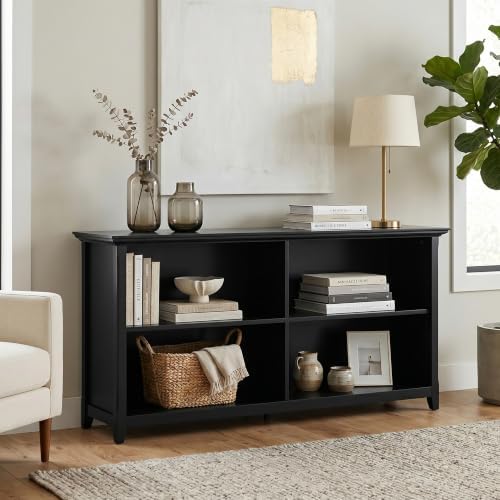 SIMPLIHOME Amherst 30" Tall Solid Wood 4-Shelf Bookcase in Black - Image 2
