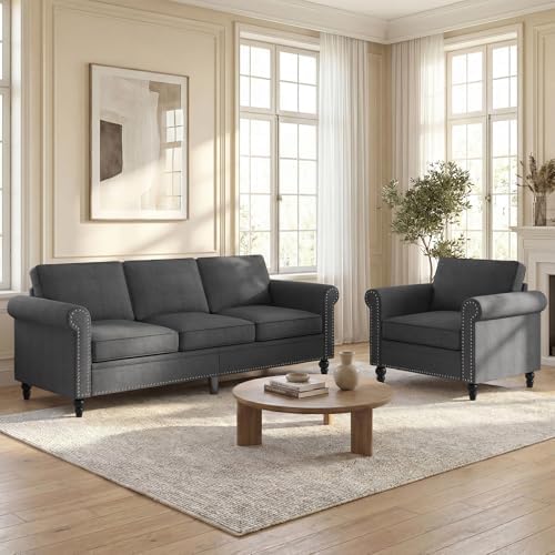 Mjkone 2 Pieces Living Room Sofa Set, Sectional Sofa Couches, Couch and Chair by Mjkone