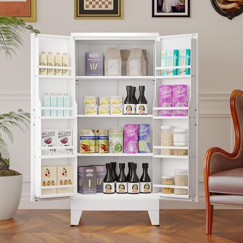 GAIOUS Metal Kitchen Pantry Cabinet, Food Storage Cabinets White Cupboard - Image 3