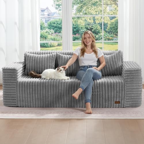 ZurNesfure Sofa Couch 3-Seater Boneless Sofa by ZurNesfure