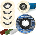 8 Pcs Wool Felt Flap Disc Buffing Wheel & Polishing Compound Set, 4-1/2" x 7/8" by NOOTEASS