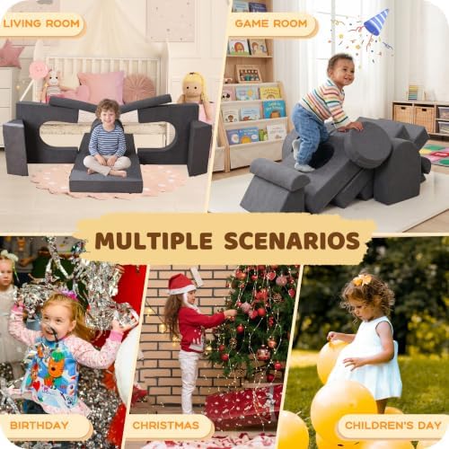 12-Piece Modular Kids Play Couch, Convertible Toddler Couch - Image 6