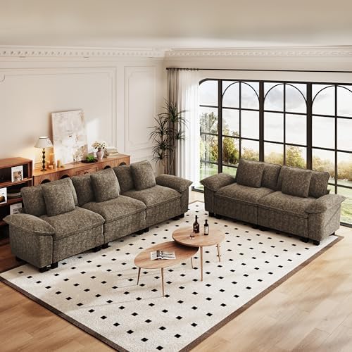 PHI VILLA 2-Piece Modular Loveseat Couch & 3-Seat Sectional Sofa Set - Image 2