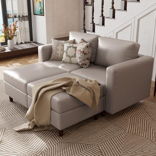 ABCASA Faux Leather Loveseat Sofa Sleeper Bed by ABCASA