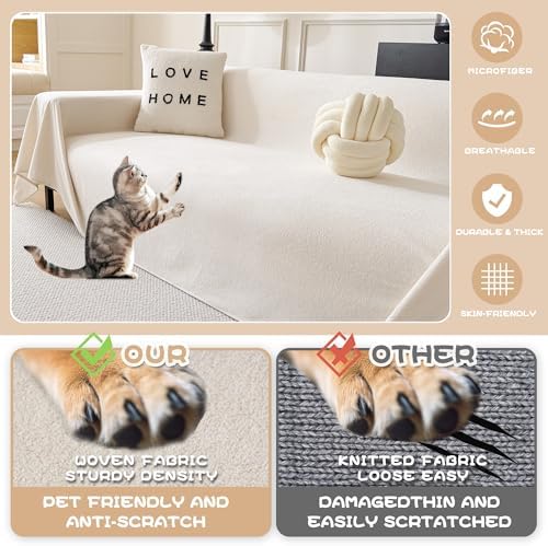 MYSKY HOME White Couch Cover Couch Covers - Image 2