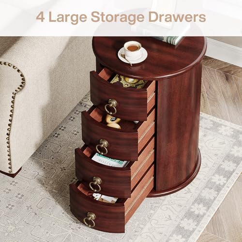Tribesigns Solid Wood End Table Set of 2, Round Side Table - Image 5