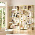 LGHM 79" W Luxury Marble-Patterned White Gold Bookshelf by WelcometoLGHMHome
