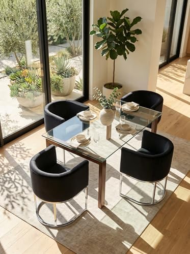 HNY Mid Century Modern Upholstered Barrel Dining Chairs - Image 6