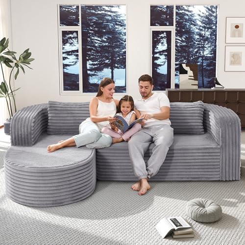 Hobestluk Boneless Couch Modular Sectional Sofa L-Shape Lounge Cloud Couch - Image 3