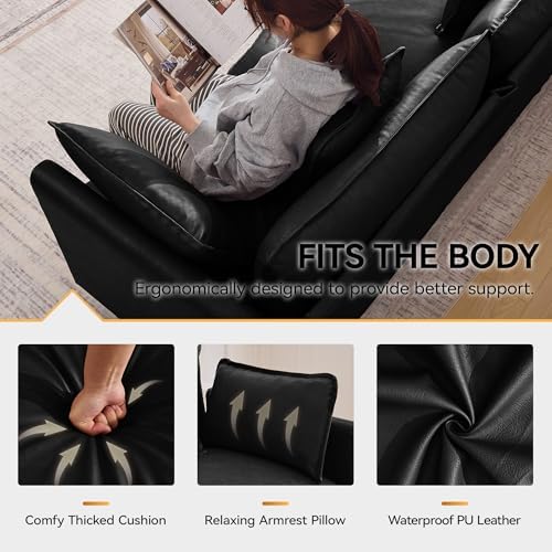 147'' Oversized U Shaped Cloud Sectional Sofa, Leather Deep Seat Couches - Image 4