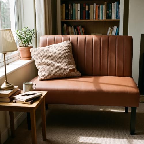 Armless Loveseat, Faux Leather Loveseat - Image 3