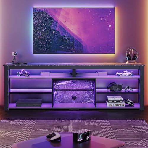 Bestier Tall TV Cabinet with LED & Storage by Bestier