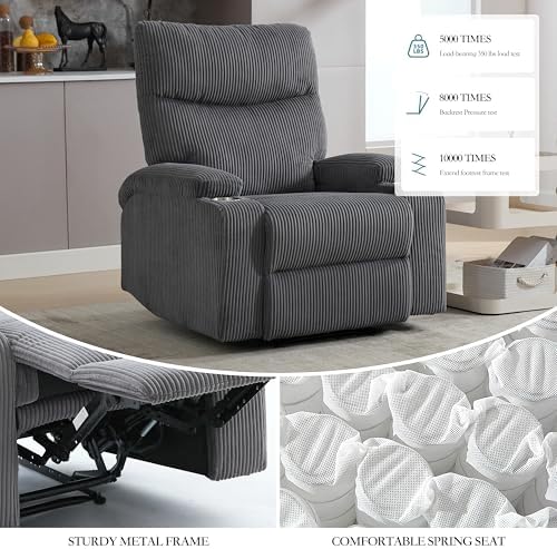 Manual Recliner Chair with Pull Ring, 3 Position 140° Reclining Sofa - Image 4