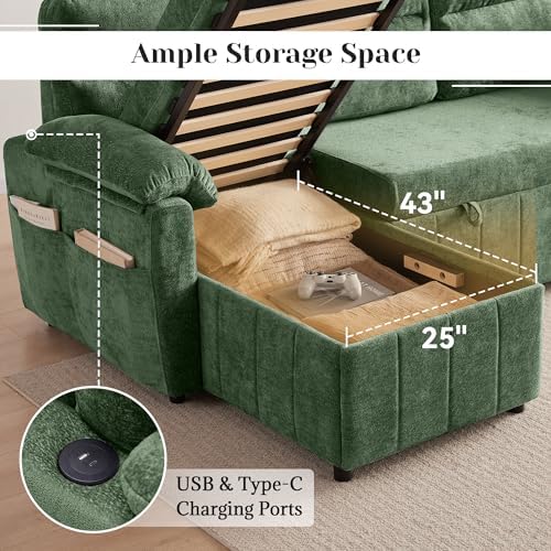 Tbfit 80" Sleeper Sofa Bed, 3 in 1 Cloud Pull Out Sofa Couch - Image 2