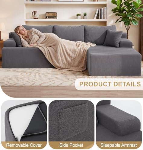 Hobestluk Boneless Couches Modular Sectional Sofa L-Shape Oversized Chaise - Image 4