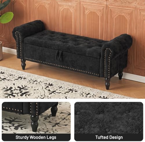 Furniliving 51” End of Bed Storage Bench, Bedroom Bench - Image 5