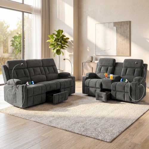 Manual Recliner Sofa Set Loveseat & 3-Seater - Image 2