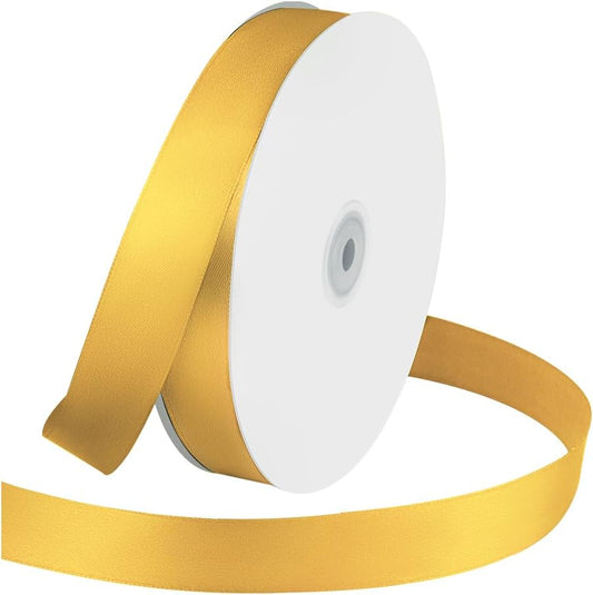 1 Inches x 100 Yards Polyester Satin Ribbon, Solid Color Yellow Satin Ribbon for Crafts, Gift Wrapping, Hair Bows, Wedding Party Decoration, Bow Making & Other Projects (Yellow)