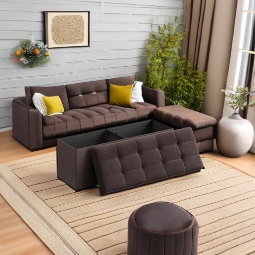 SONGMICS 43.3 Inches Folding Storage Ottoman Bench, Load 660 lb - Image 2