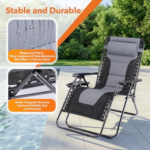 Sweetcrispy Oversized Padded Zero Gravity Lounge Chairs, Outdoor Recliner - Image 6