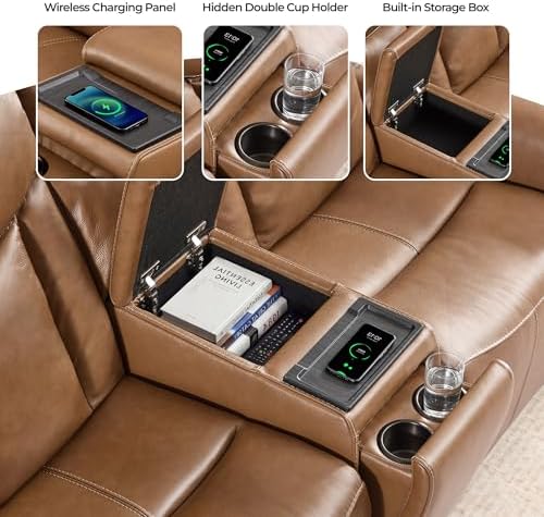 CHITA Zero Gravity Leather Reclining Sofa, 3-Seat - Image 4