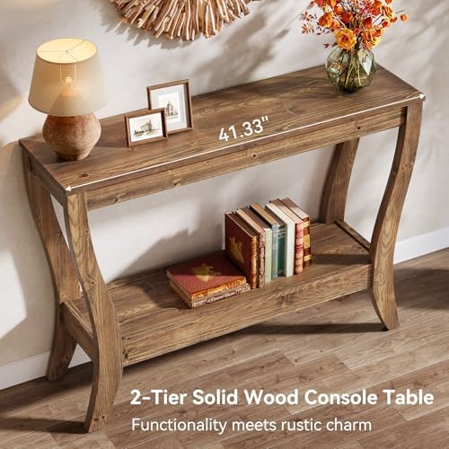 Solid Wood Console Table for Entryway, 41.3-Inch Farmhouse Sofa Table - Image 6