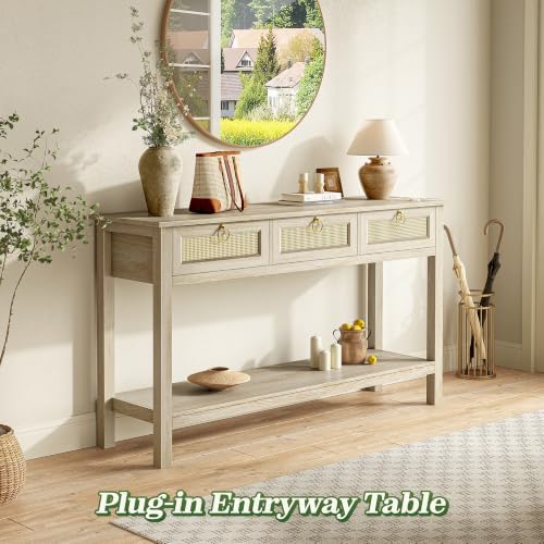 SUPERJARE Rattan Console Sofa Table - Image 3