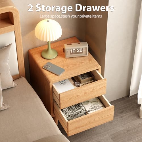 Oak Nightstand with Drawers, Solid Wood Nightstand, Bedside Table - Image 4
