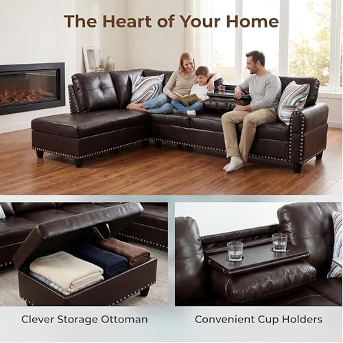 Faux Leather Sectional Couches for Living Room - Image 2