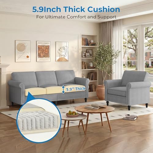 Mjkone 2 Pieces Living Room Sofa Set, Sectional Sofa Couches, Couch and Chair - Image 6